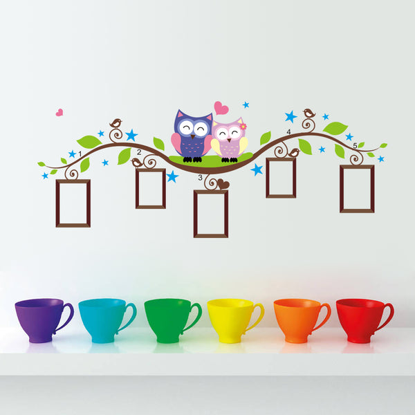 Owls photo frame wall stickers