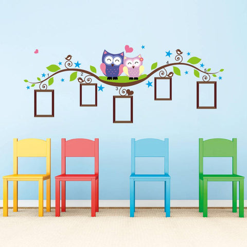 Owls photo frame wall stickers