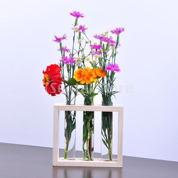 Hanging Flower Vase Bottle in Wood Stand