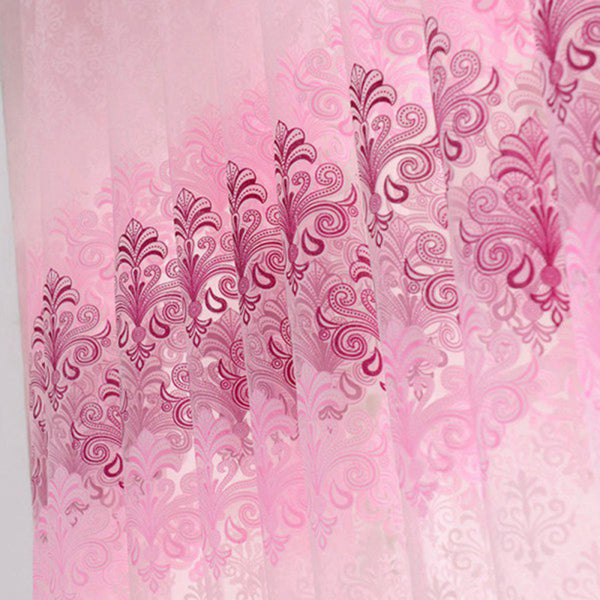 Pink Floral Valance Voile Curtain