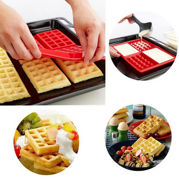 4-Cavity Waffle Mold Shape Food Grade Plastic Pan