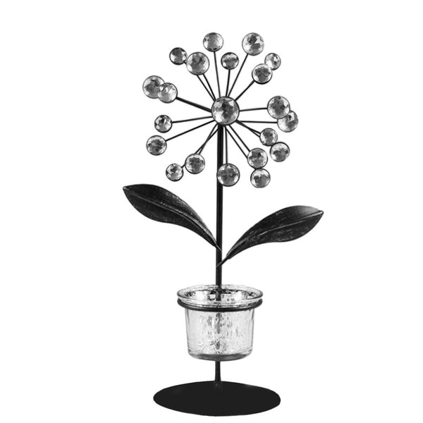 New Tealight Holder Iron and Glass Plant Shape