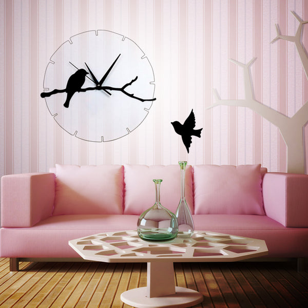 Bird Tree Branch Digital Wall Clocks