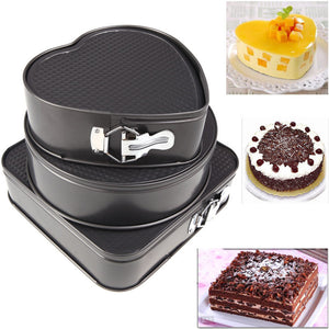 3Pcs Round Square Heart Shaped Cake Baking Pan