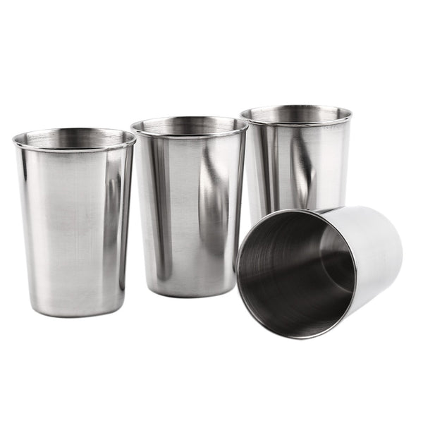 1 Set of 4 Stainless Steel Cover Mug Camping Cup Mug