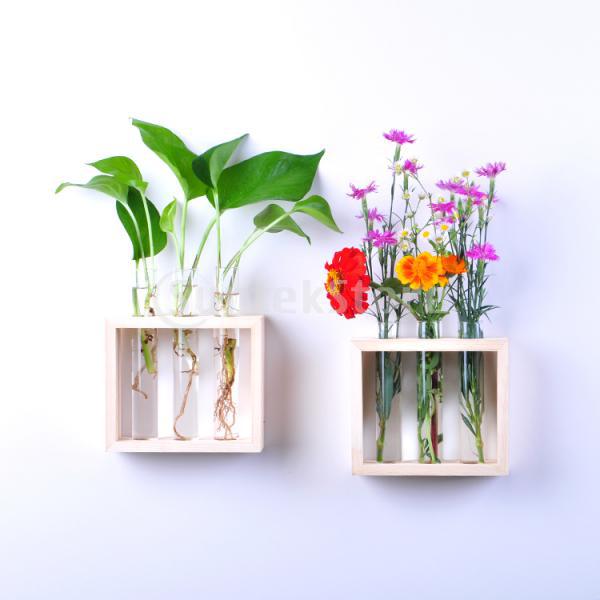 Hanging Flower Vase Bottle in Wood Stand